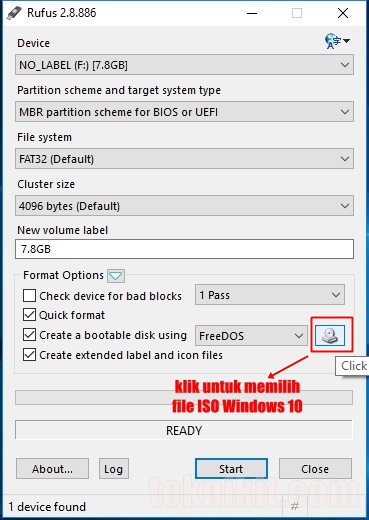 Memilih File ISO Windows 10 Untuk Bootable