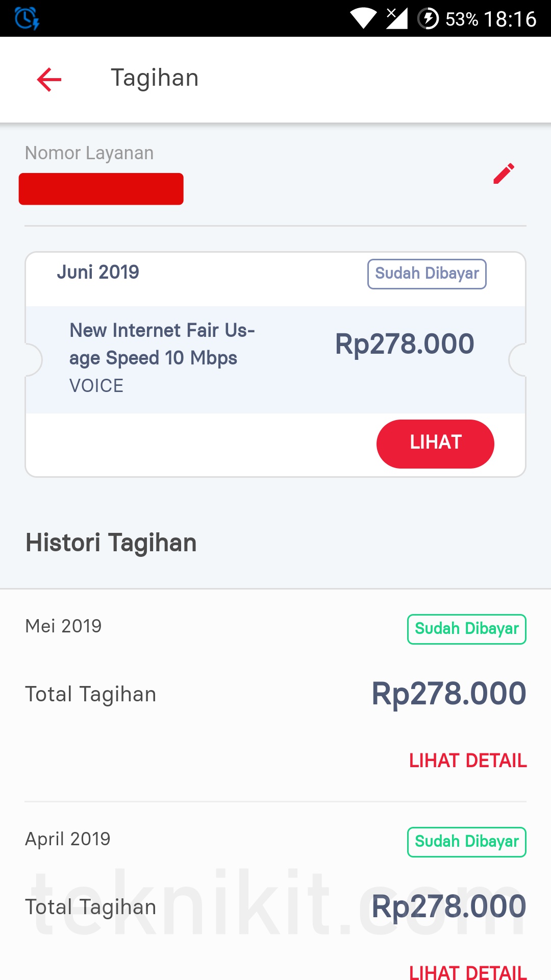 Tagihan Bulanan Internet Indihome